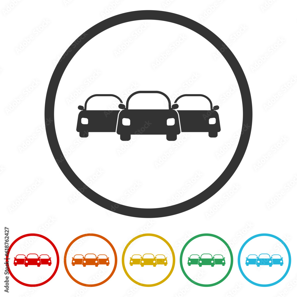 Car Fleet icon. Set icons in color circle buttons Car Fleet icon. Set icons in color circle buttons