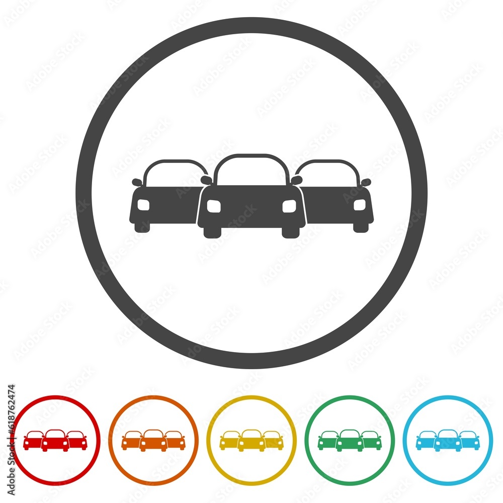 Car Fleet icon. Set icons in color circle buttons Car Fleet icon. Set icons in color circle buttons