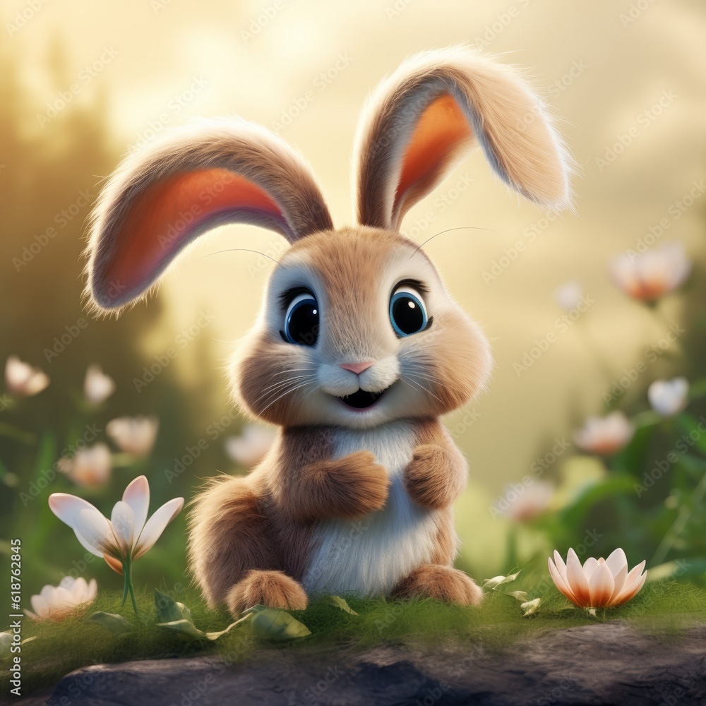 Cute ai generated cartoon bunny Stock Illustration | Adobe Stock
