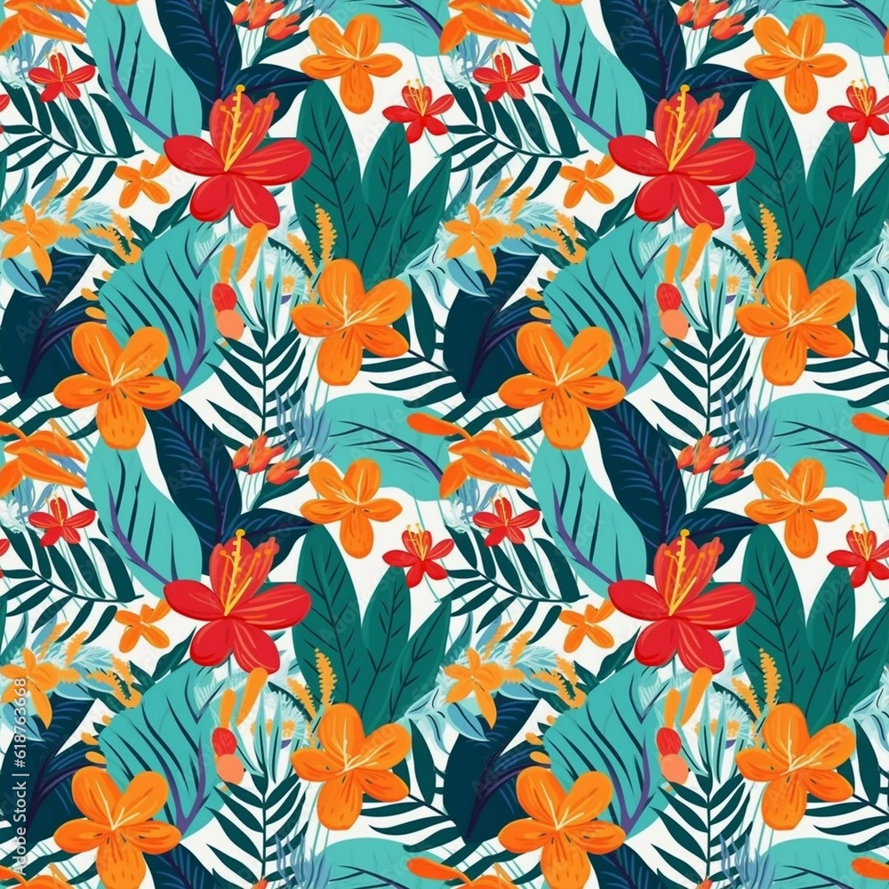 AI generated background with tiling pattern plants