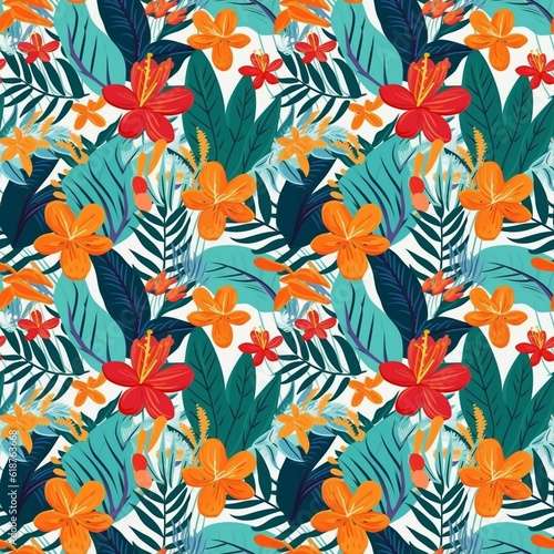 AI generated background with tiling pattern plants