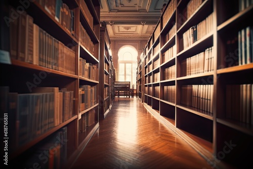Wallpaper Mural Bookshelf with Multiple Books in a Library. Education and Learning Concept Torontodigital.ca