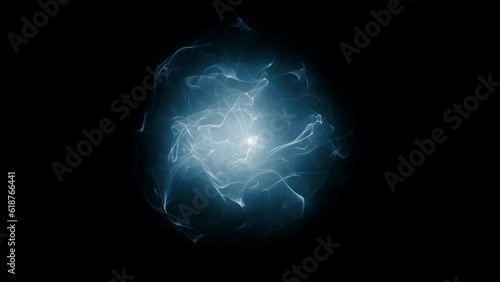 Dynamic electrical blue glowing energy ball on black background for wallpaper