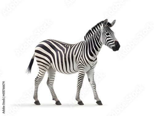 A zebra is a type of horse that is smaller than a horse. But with a tail like a donkey. The body is white and black throughout the body. Generative AI. Illustration