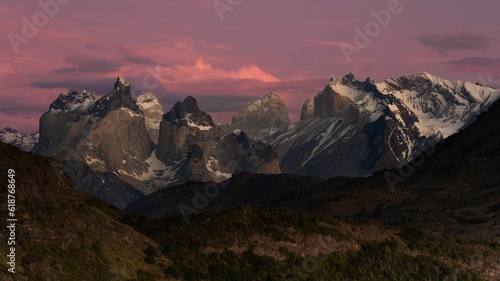Εκτύπωση καμβά Scenic view of rocky mountains at sunset
