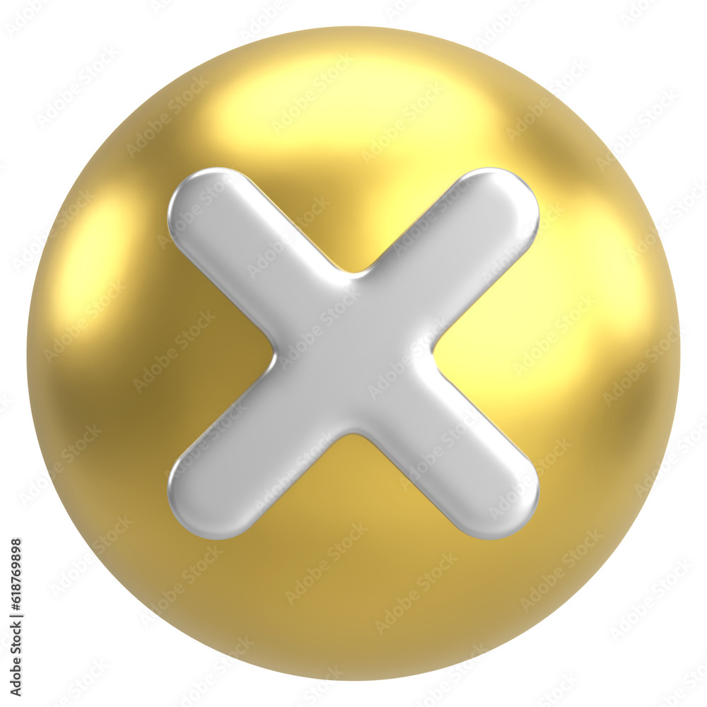 Obraz premium 3D close button. Cross sign. 3D illustration.