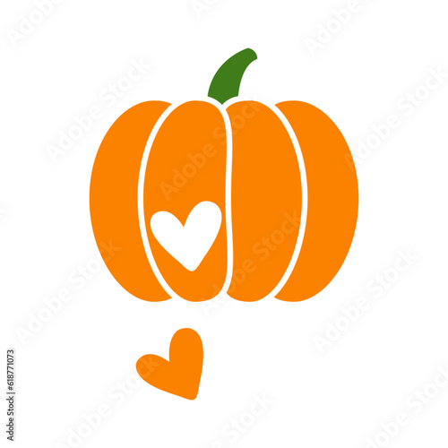 Logo i love thanksgiving day. Silueta de calabaza con corazón para su uso en invitaciones y tarjetas 