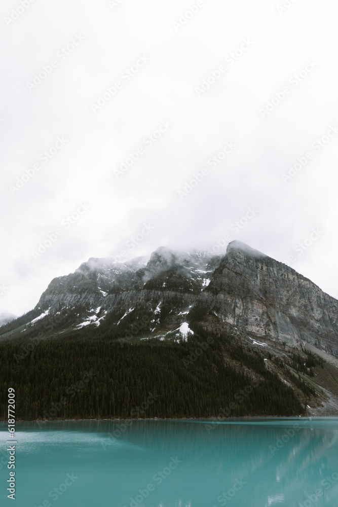 Beautiful Lake Louise with a mountain in the background in Canada