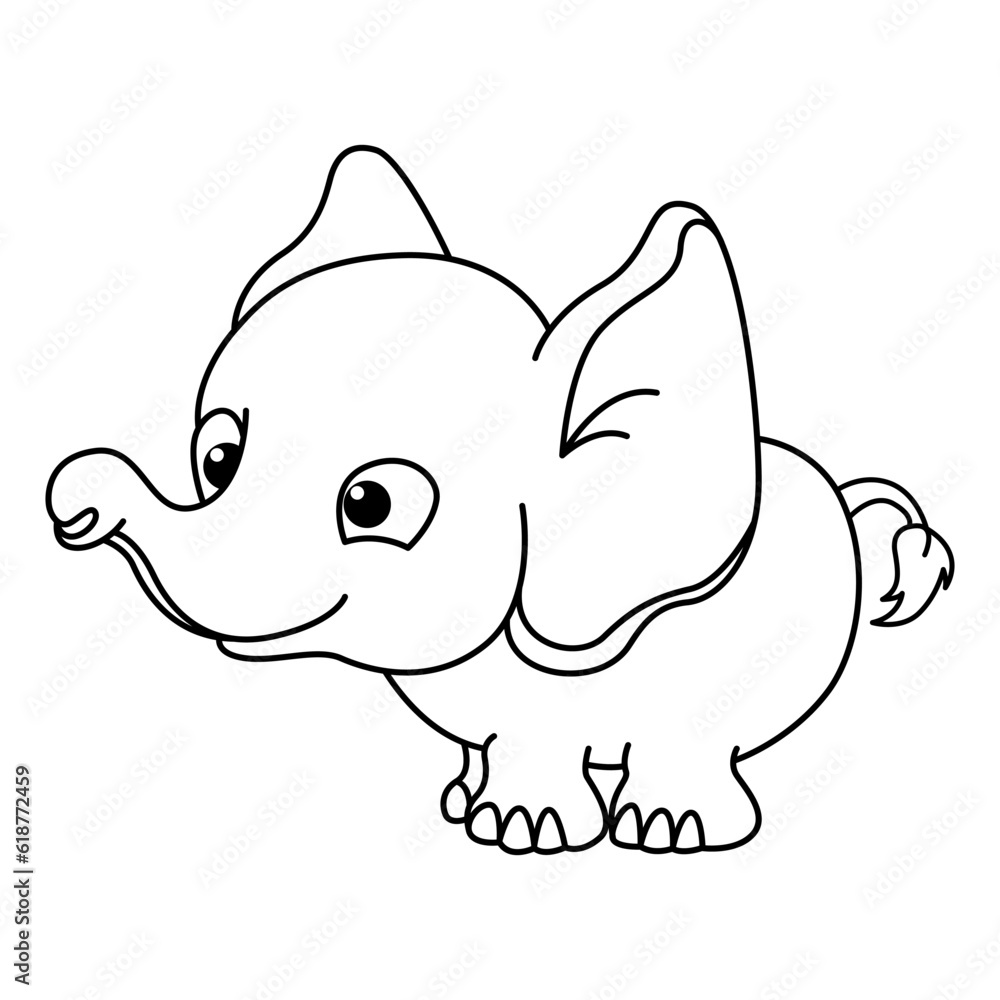Funny elephant cartoon characters vector illustration. For kids coloring book. Funny elephant cartoon characters vector illustration. For kids coloring book.