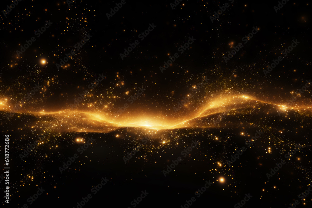 Digital Gold Particles Wave and light abstract background with shining floor particle stars dust. Futuristic glittering Luxury golden sparkling on black background Digital Gold Particles Wave and light abstract background with shining floor particle stars dust. Futuristic glittering Luxury golden sparkling on black background
