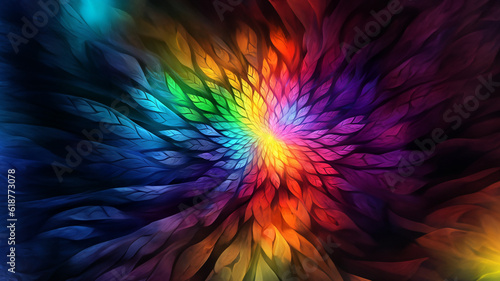 Abstrakter Hintergrund Motiv für Drucksachen und Webdesign in leuchtenden bunten Mosaik Farben für Poster, ai generativ