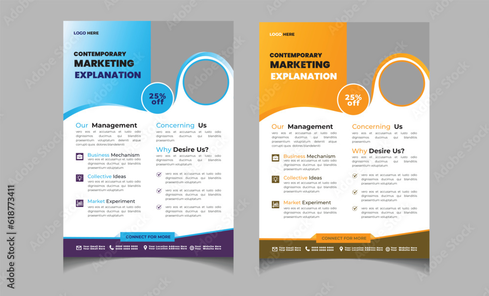 A4 modern business flyer design template, modern template with color,perfect for creative professional business	

