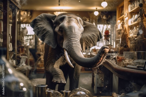 An elephant in a glass shop. He knocks over the glassware as he maneuvers © MaVeRa