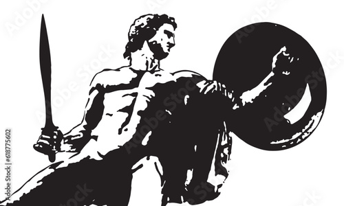 Defender of Legends: Achille's Stencil Unveiling the Heroic Greek Warrior