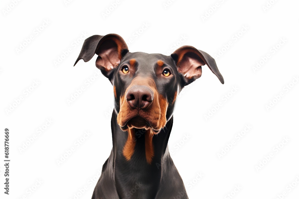 An AI generated illustration of a brown Doberman against a white background