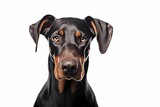 An AI generated illustration of a brown Doberman gazing intently at the camera