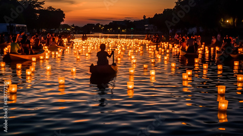 boat for kratong and floating lamp festival