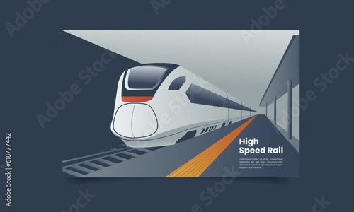 high speed rail in a train station platform vector illustration