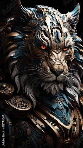 Conceptual and powerful tiger design. Generative AI © Miguel Aguirre
