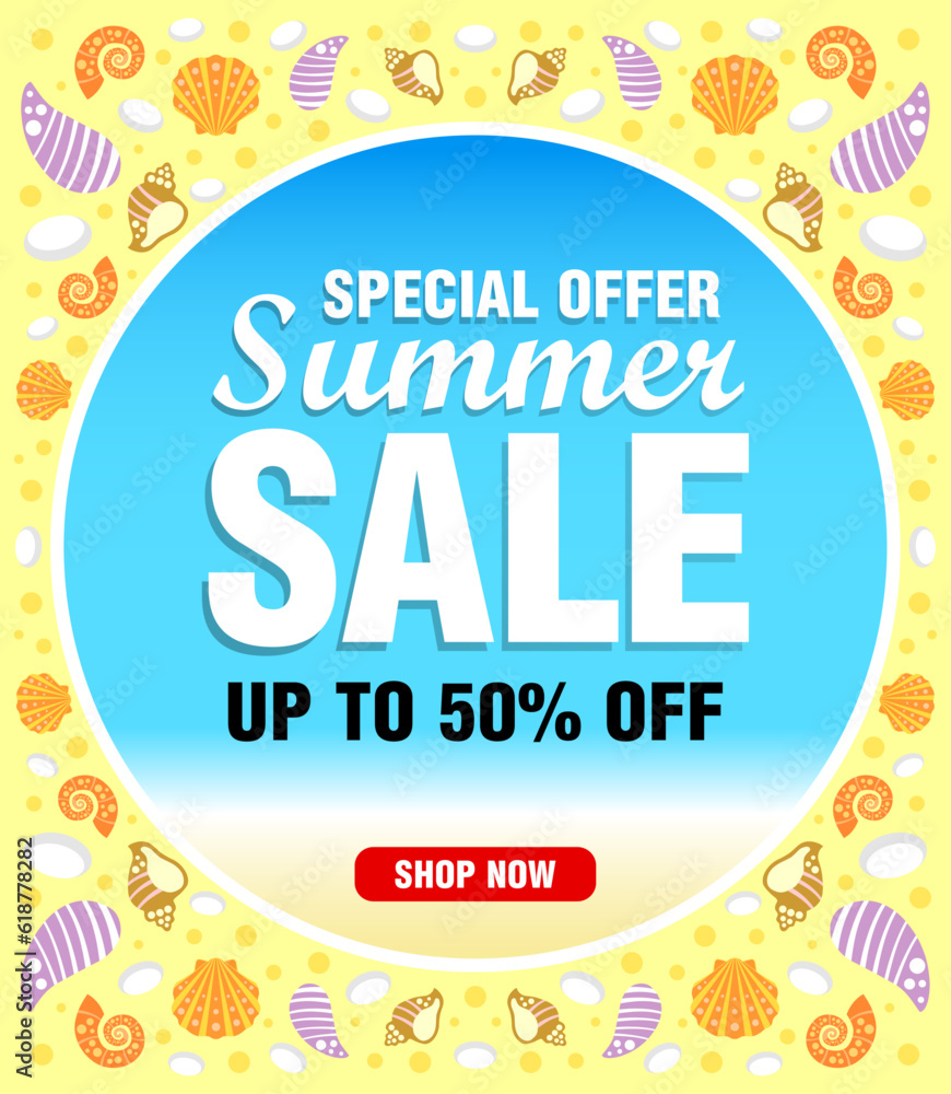 Special offer summer sale poster 50% off discount