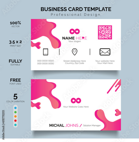 Horizontal and vertical layout. Vector illustration. Striped Optical Illusion Business Card. Man holding out business card.