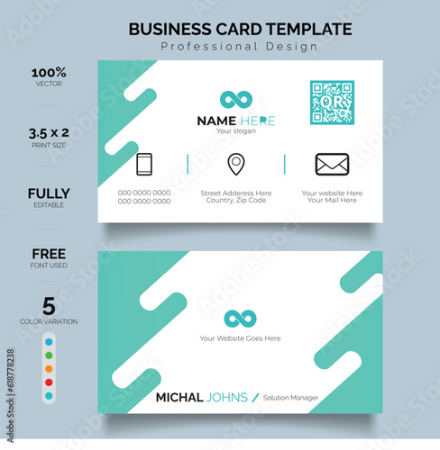 Professional modern presentation card with company logo. Striped Optical Illusion Business Card. Creative and modern business card template.