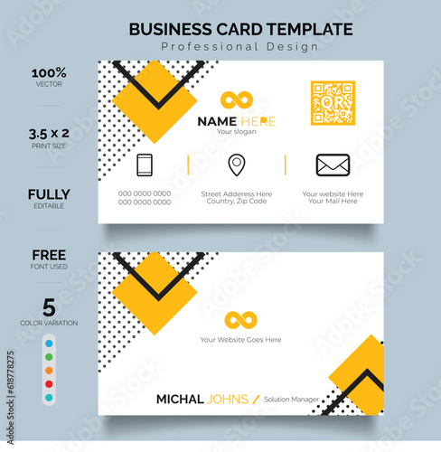 Creative and modern business Card. Flat gradation business card inspiration. Peach and Green Bubbles Business Card Layout.