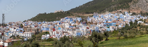 Panoramic view of famous blue colored city Chefchaouen in Morocco © imagoDens
