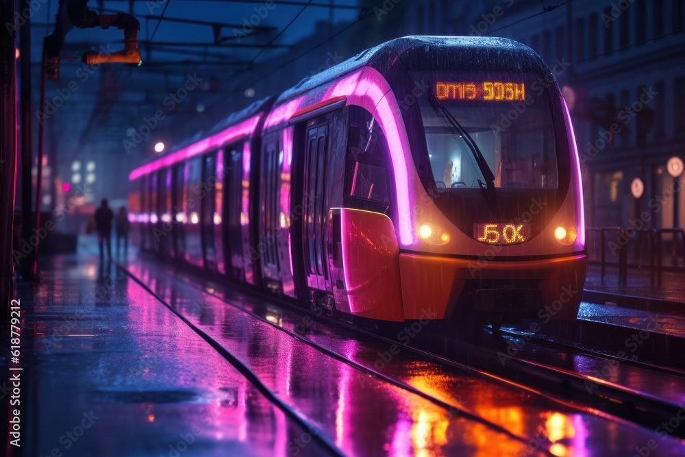 Naklejka premium Train at night