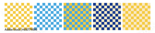 Set of vintage aesthetic backgrounds. Checker chess board square grid line. Grid style background. Style groovy. Vector illustration.