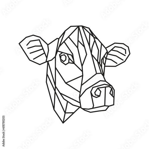 Cow polygonal vector. Geometric line animal. low poly illustration.