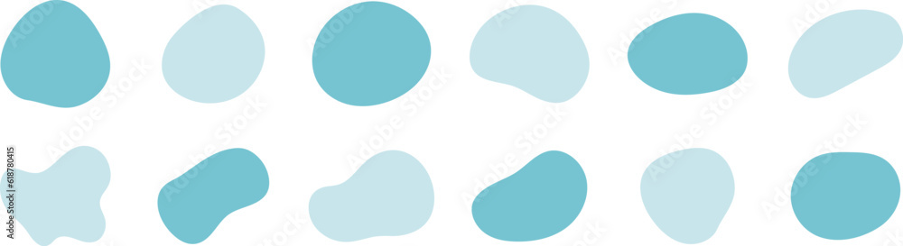Set of cute abstract shapes.Vector loose blue frame. 