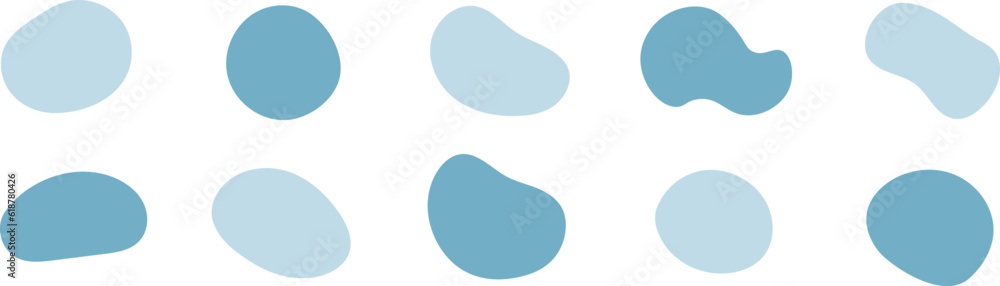 Set of cute abstract shapes.Vector loose blue frame. 