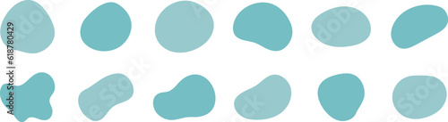 Set of cute abstract shapes.Vector loose blue frame. 