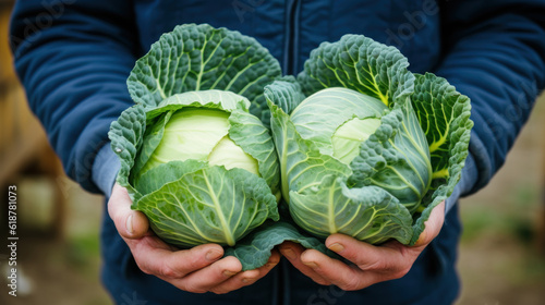 hand holding cabbage Generative Ai