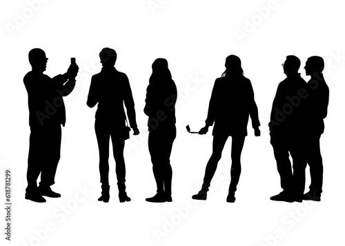 Big crowds people walking on white background