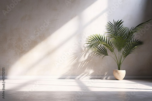 Green Plants in a Room with White Wall. Interior Design and Home Decor © Thares2020
