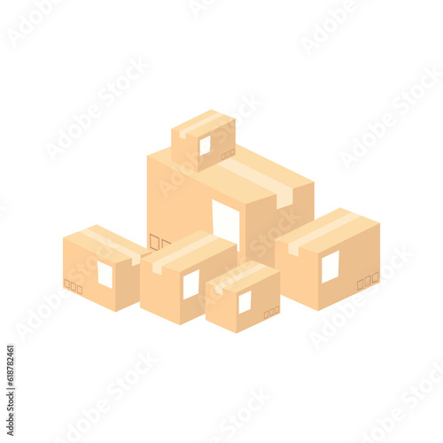 Cartoon boxes, vector illustration.