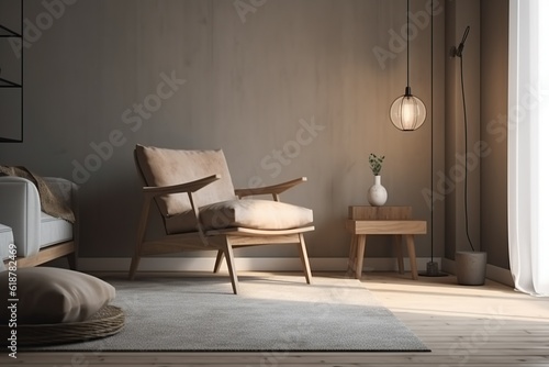 Nordic Elegance: Scandinavian Interior Design Setup. Generative AI