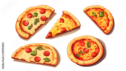 Set pizza vector. Generative AI