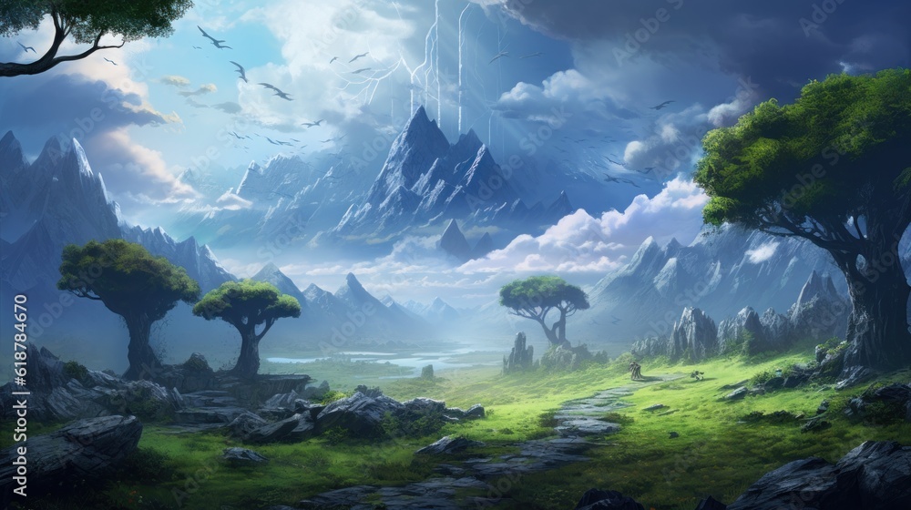Obraz premium Fantasy Landscape Game Art