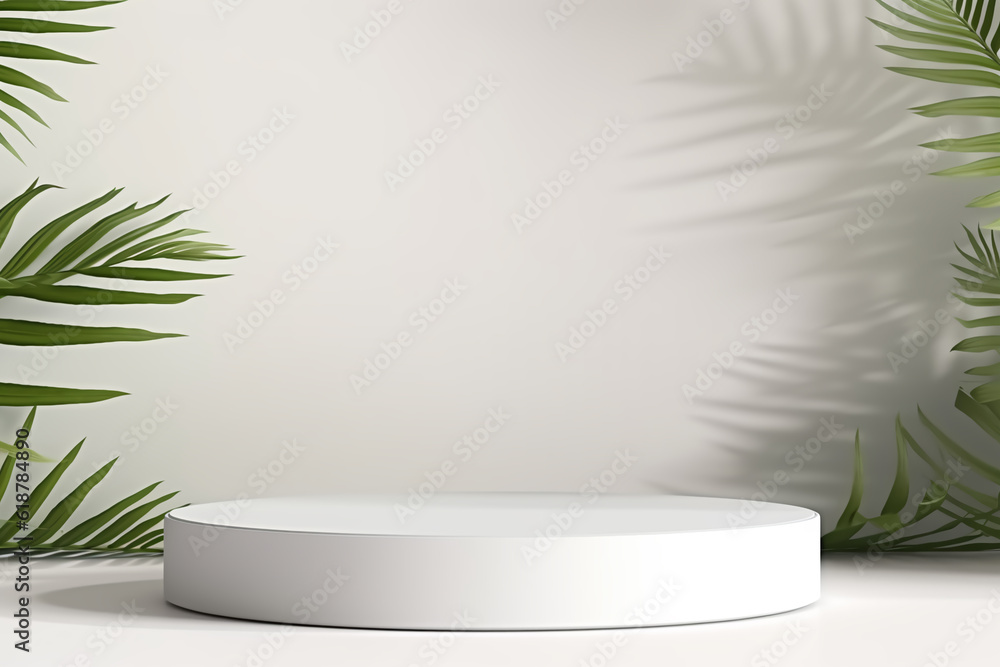 minimal white podium display for cosmetic product presentation, pedestal or platform background, 3d illustration minimal white podium display for cosmetic product presentation, pedestal or platform background, 3d illustration