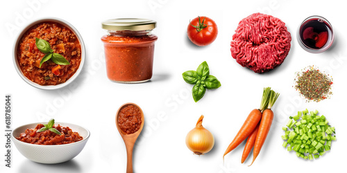 Quadro su tela Bolognese Sauce ingredients Ground beef, tomatoes, carrots, celery, onions, wine
