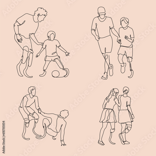 Disabled people. Vector stock illustration.