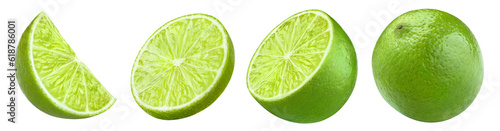 Valokuva Set of delicious limes cut out