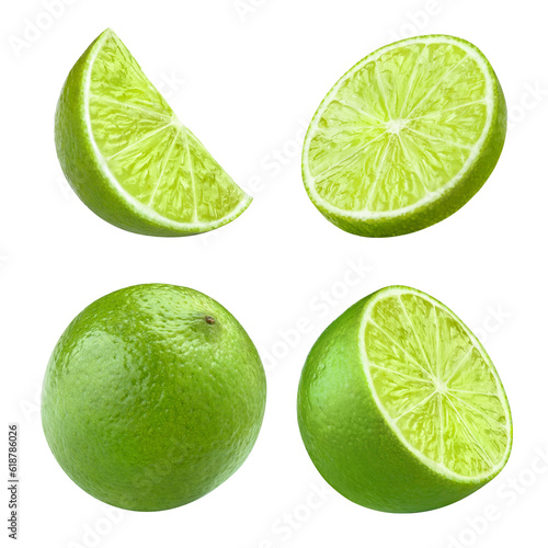 Set of delicious limes cut out