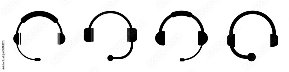 Headhones icon set. Support line or customer support. Hot line with consultant. Dispetch concept. Live chat. Customer service. Vector Headhones icon set. Support line or customer support. Hot line with consultant. Dispetch concept. Live chat. Customer service. Vector