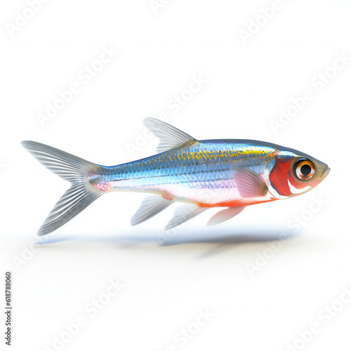 Neon tetra fish on white background.