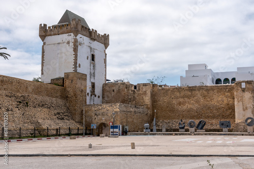 Medieval Borj al Khamra tower in the city center of Asilah in Morocco photo