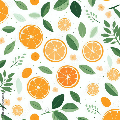**a very airy pattern, a pattern that has lots of blank space, that has Neapolitan citrus and orange on it. Minimalist, flat image, 2d